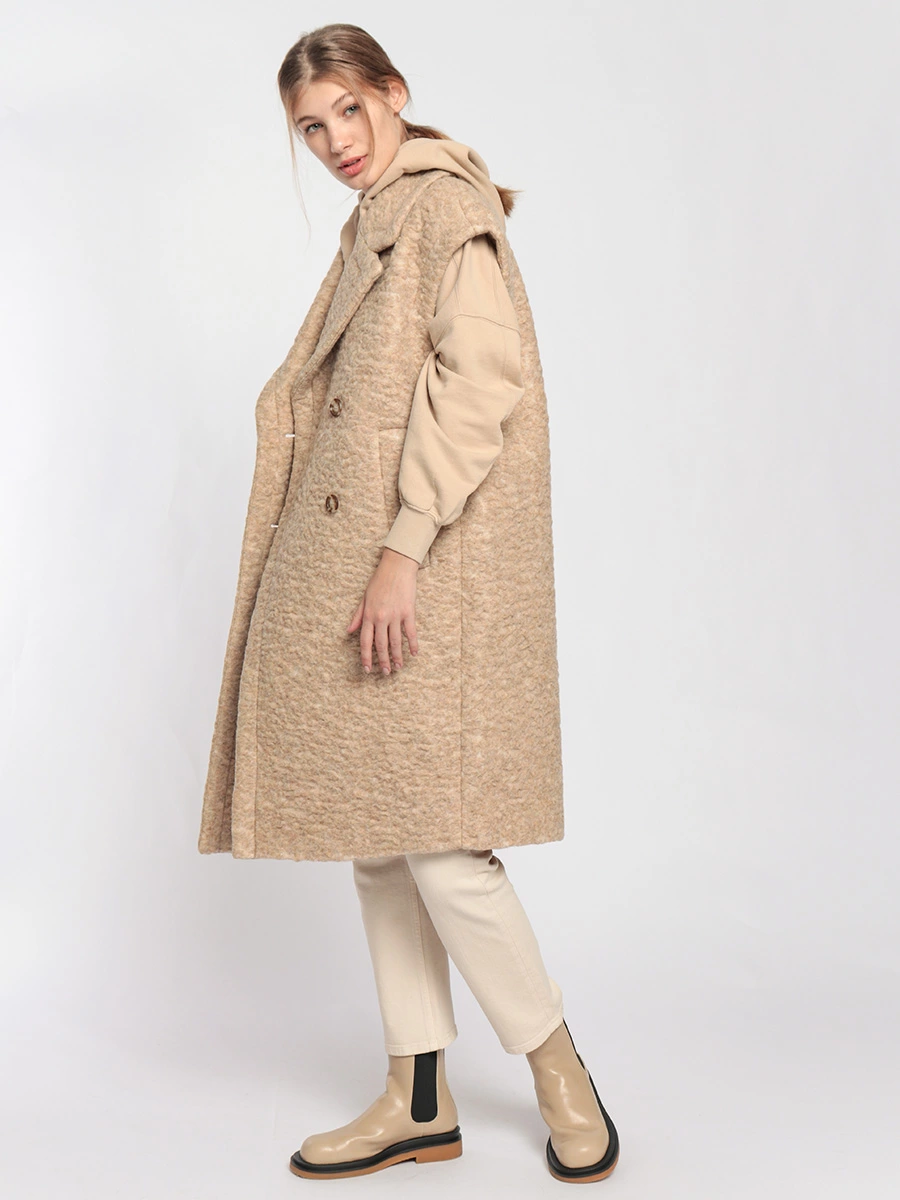 Двубортное пальто без рукавов из шерсти Кёрли